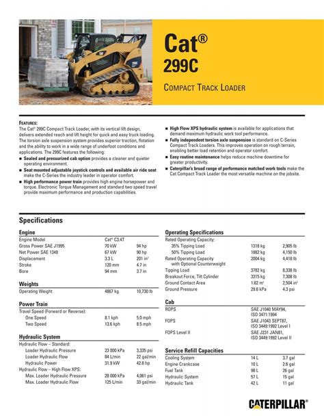 caterpillar 299c dimensions